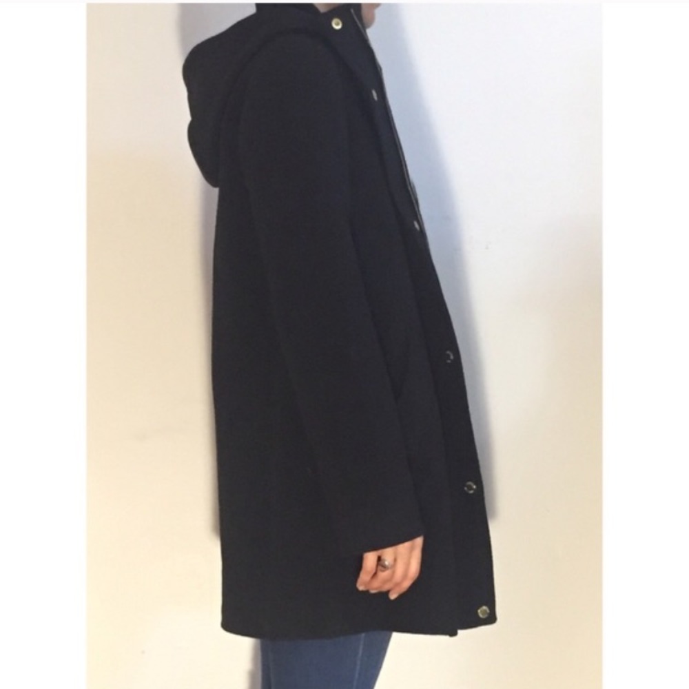 *SOLD* Ellen Tracy Black Wool Coat with Removable Hood